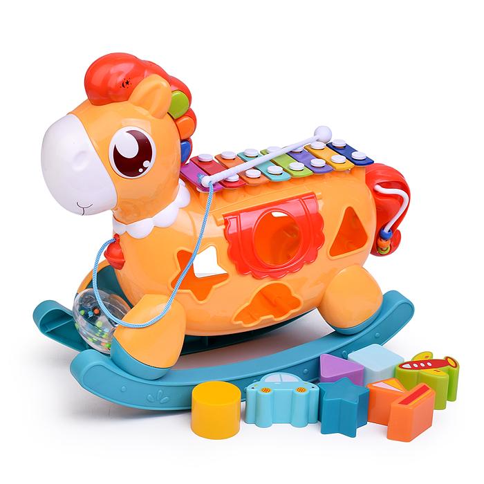 Сортер-металлофон HE8025 "Лошадка" (цвет оранжевый) в коробке