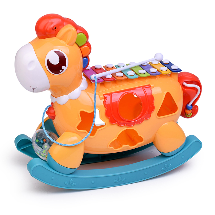 Сортер-металлофон HE8025 "Лошадка" (цвет оранжевый) в коробке