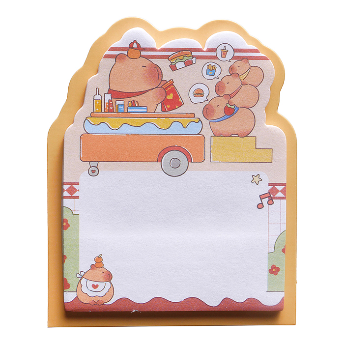 Блок для записей с клеевым краем "Капибара" 30 л. 70х90 мм, 4 дизайна в ассортименте