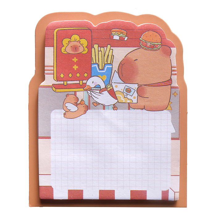 Блок для записей с клеевым краем "Капибара" 30 л. 70х90 мм, 4 дизайна в ассортименте