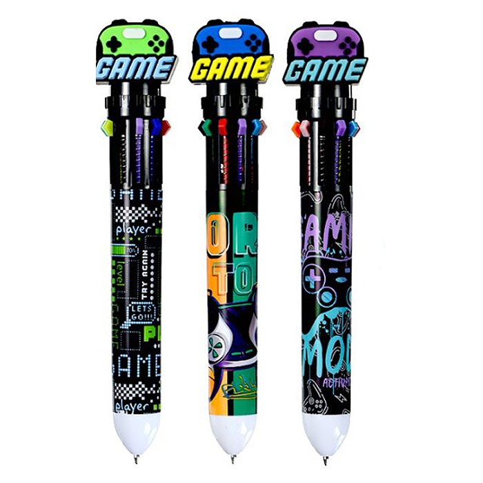 Ручка шариковая автоматическая "GAME" 10цв. (фиолетовый, черный, синий, красный, оранжевый, зеленый)