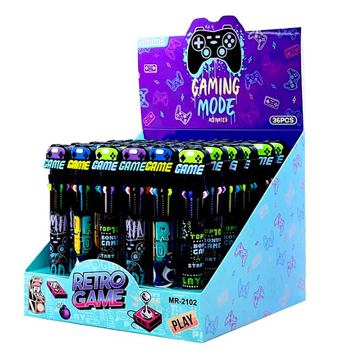 Ручка шариковая автоматическая "GAME" 10цв. (фиолетовый, черный, синий, красный, оранжевый, зеленый)