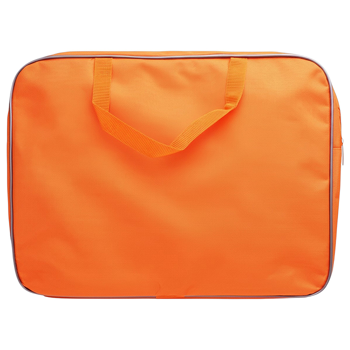 Папка школьника А4 с ручками + твердое дно, широкая, ткань, дизайн 335/260/60 "Оранжевая тачка"