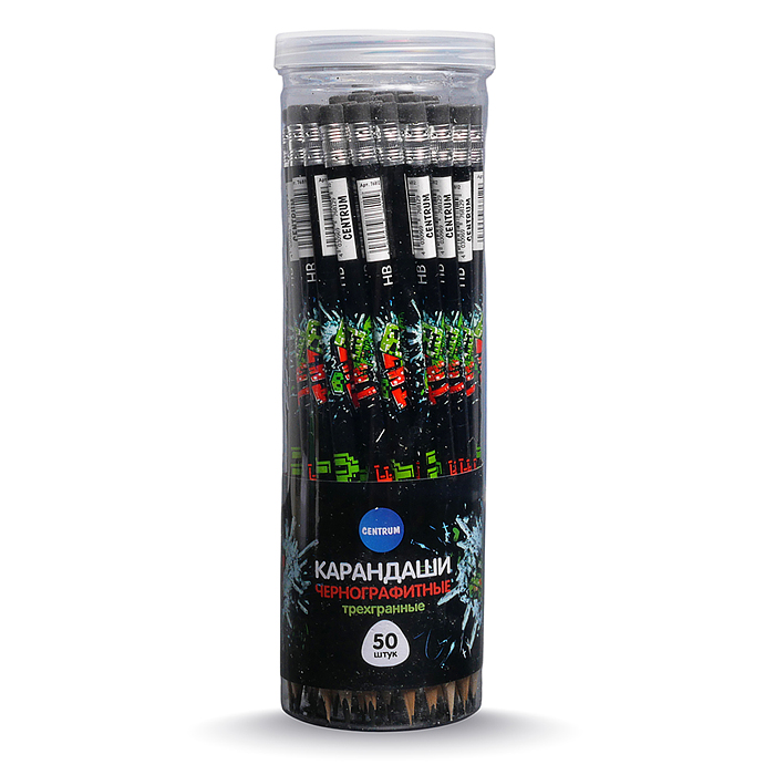 Карандаш чернографитный трехгранный деревянный заточенный с ластиком "My game"