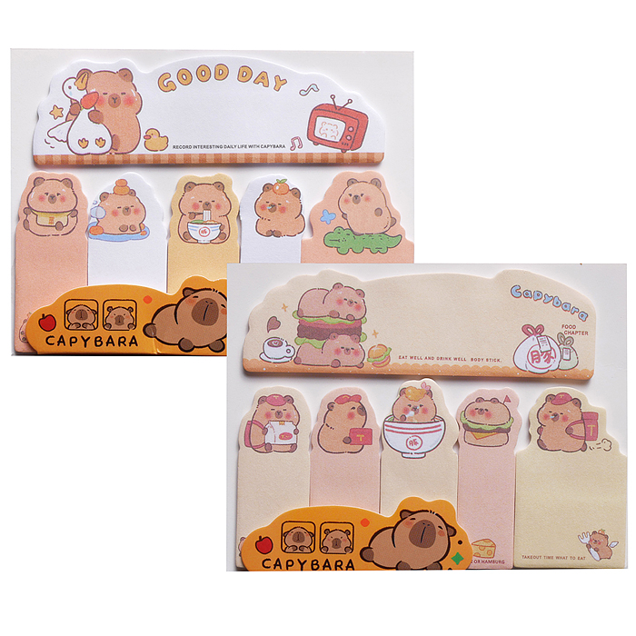 Стикеры "Капибара" набор 6 видов по 15 л. 105х80 мм