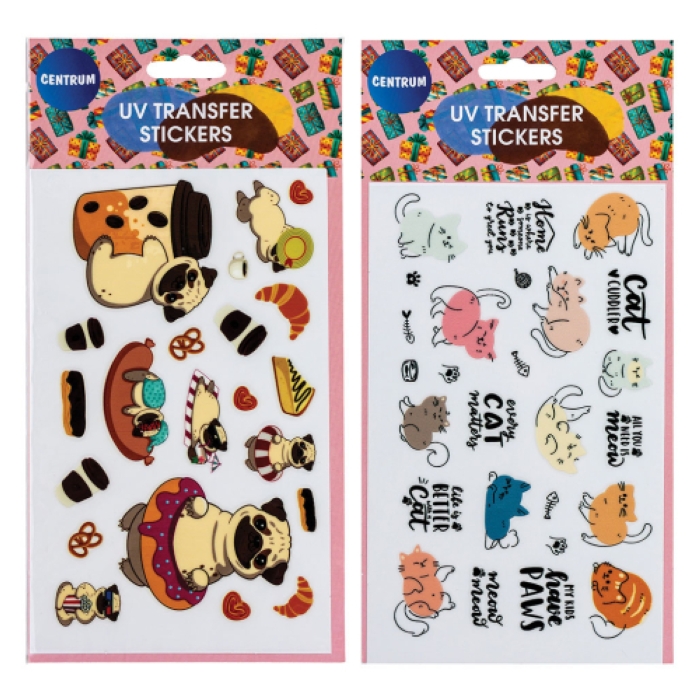 Наклейки декоративные пластиковые "Кошки и собаки" размер листа 15.6x9.5см (ассорти)