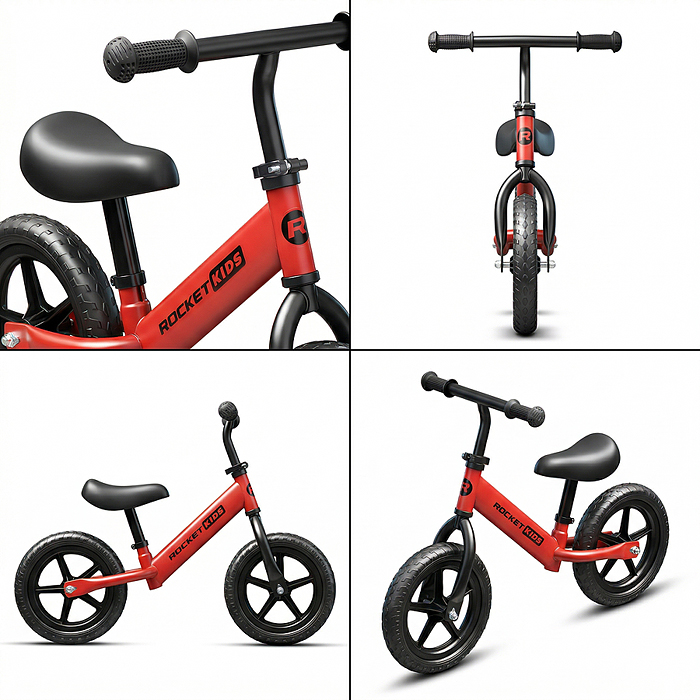 Беговел 12" Rocket R0044NEW-RD, колеса EVA, цвет красный 