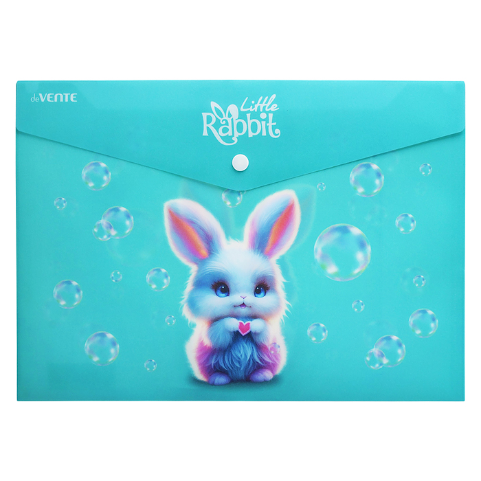 Папка-конверт на кнопке "Little Rabbit" A4 (330x235 мм) 180 мкм, матовая полупрозрачная с р