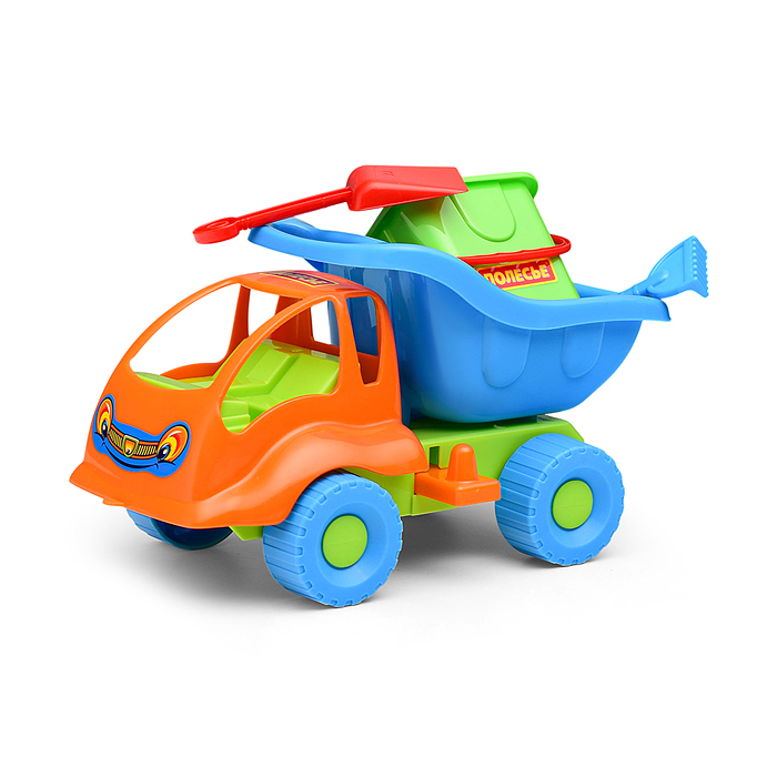 Набор №56: "Муравей", автомобиль-самосвал + ведро-крепость малое, лопатка малая №3, грабельки малые 