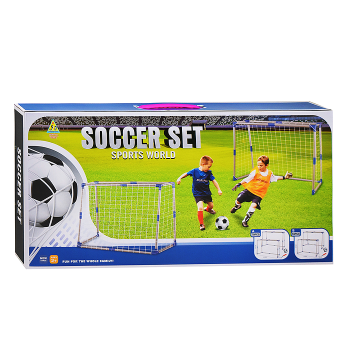 Ворота футбольные JB8890A "Веселая игра" (мяч, насос) в коробке