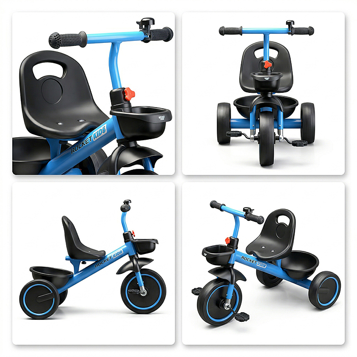 Велосипед трехколесный Rocket 2026, колеса EVA 10"/8", цвет синий