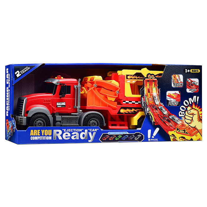 Машина CY-3302A "Трюковой Трак" (2 машины в наборе, цвет синий, на батарейках) в коробке