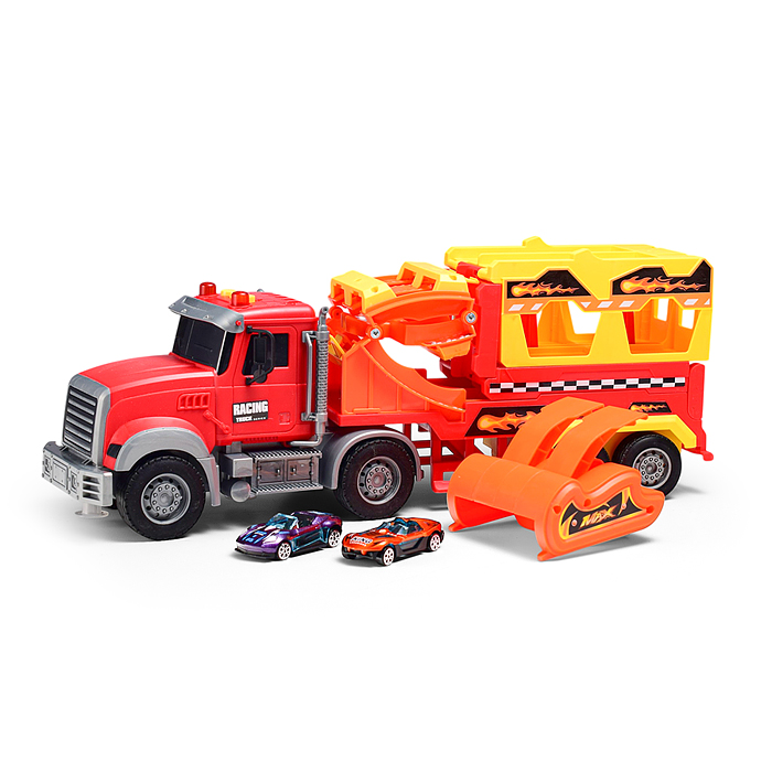 Машина CY-3302A "Трюковой Трак" (2 машины в наборе, цвет синий, на батарейках) в коробке