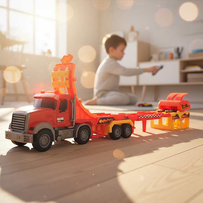 Машина CY-3302A "Трюковой Трак" (2 машины в наборе, цвет синий, на батарейках) в коробке