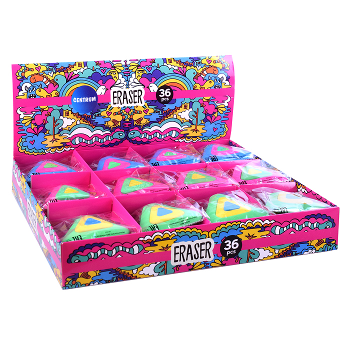 Ластик из синтетического каучука 50х46х13мм, цвета в ассортименте, в индивидуальной упаковке