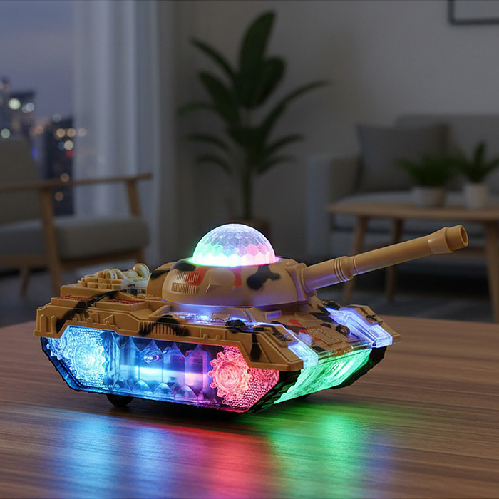 Танк 3994 "Светящийся боец" свет, музыка, в коробке