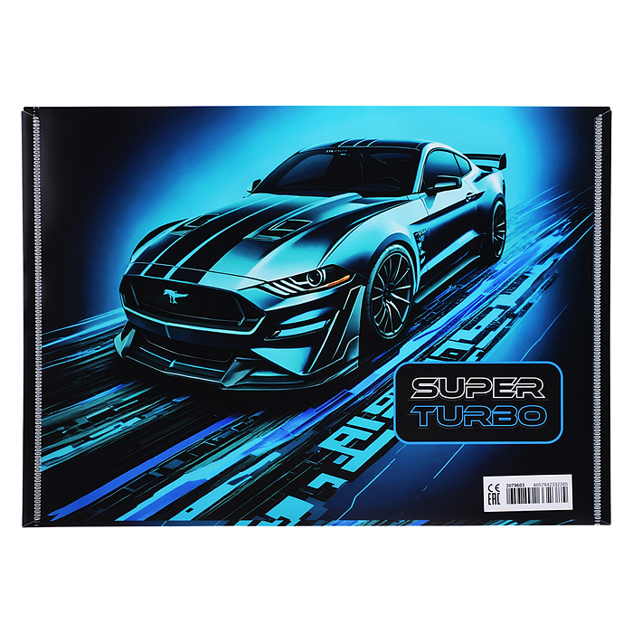 Папка-конверт на кнопке "Super Turbo" A4 (330x235 мм) 180 мкм, непрозрачная с рисунком, фак