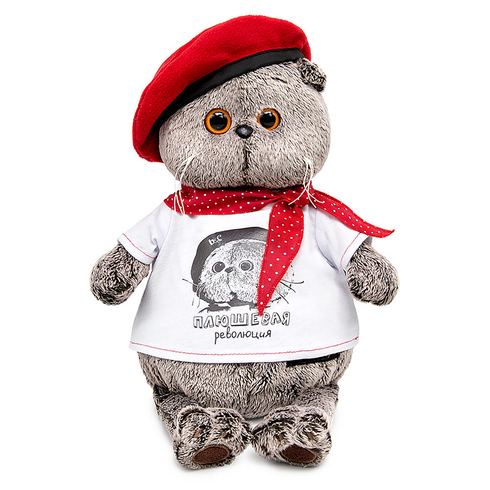 Кот Басик в футболке с принтом "Плюшевая революция"