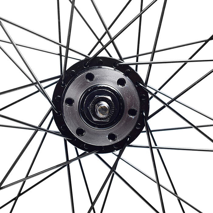 Колесо велосипедное 24" заднее в сборе, алюминий, под трещ, диск 6-болт, без гаек 