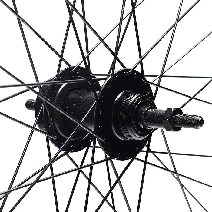 Колесо велосипедное 24" заднее в сборе, алюминий, под трещ, диск 6-болт, без гаек 