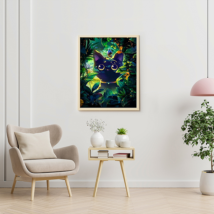 Картина по номерам 40х50 "Кошачий Арт" черный холст 23 цвета