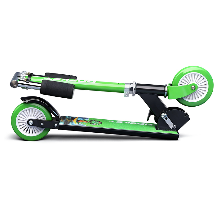 Самокат 2-х колесный R0221 ROCKET,колеса PU/ 125 мм, ABEC 7, зеленый (в пакете)