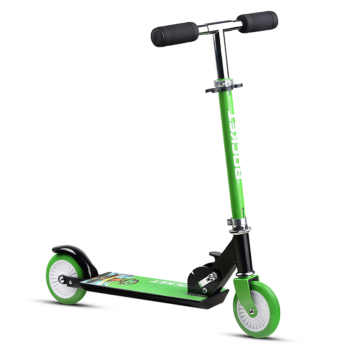 Самокат 2-х колесный R0221 ROCKET,колеса PU/ 125 мм, ABEC 7, зеленый (в пакете)