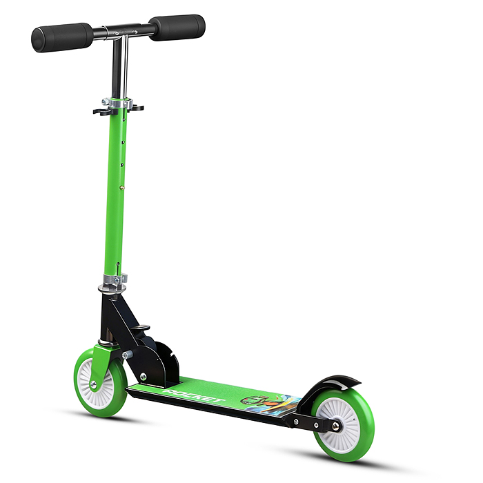 Самокат 2-х колесный R0221 ROCKET,колеса PU/ 125 мм, ABEC 7, зеленый (в пакете)