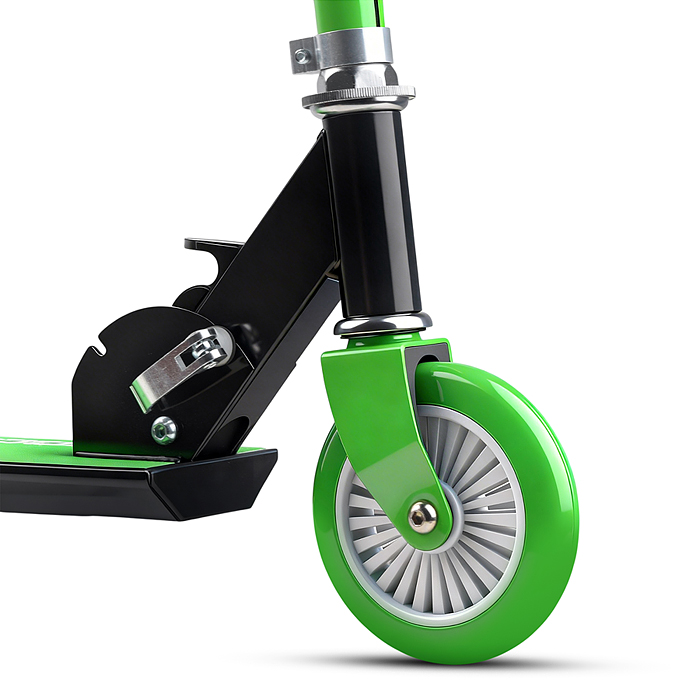 Самокат 2-х колесный R0221 ROCKET,колеса PU/ 125 мм, ABEC 7, зеленый (в пакете)