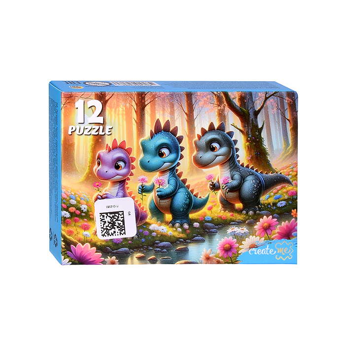 Пазлы 12 "Милые динозаврики"