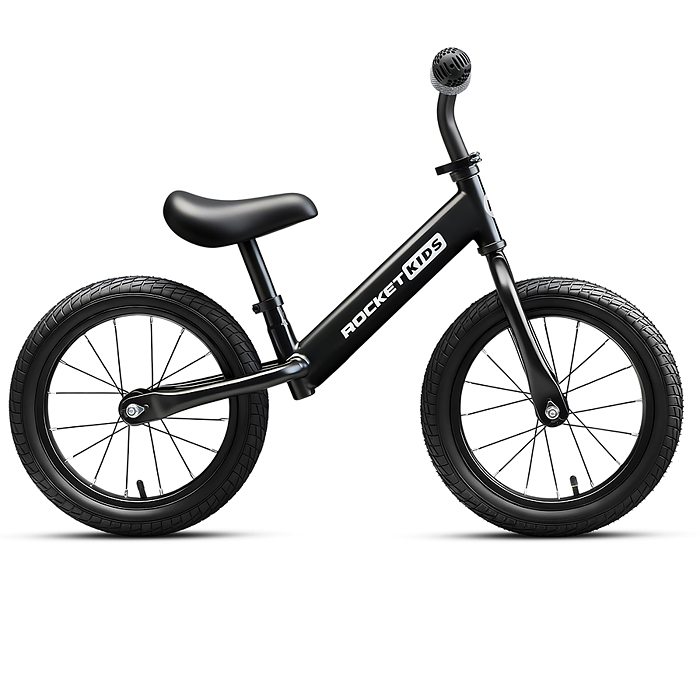 Беговел 12" Rocket R0043NEW-BK, колеса надувные, цвет черный 