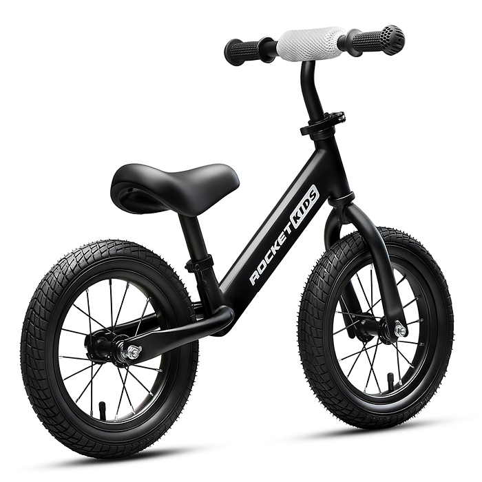 Беговел 12" Rocket R0043NEW-BK, колеса надувные, цвет черный 