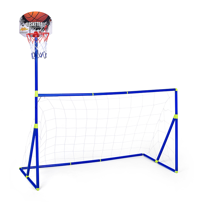 Ворота футбольные LT-15A20 с баскетбольной стойкой, 2 мячами и насосом, в коробке