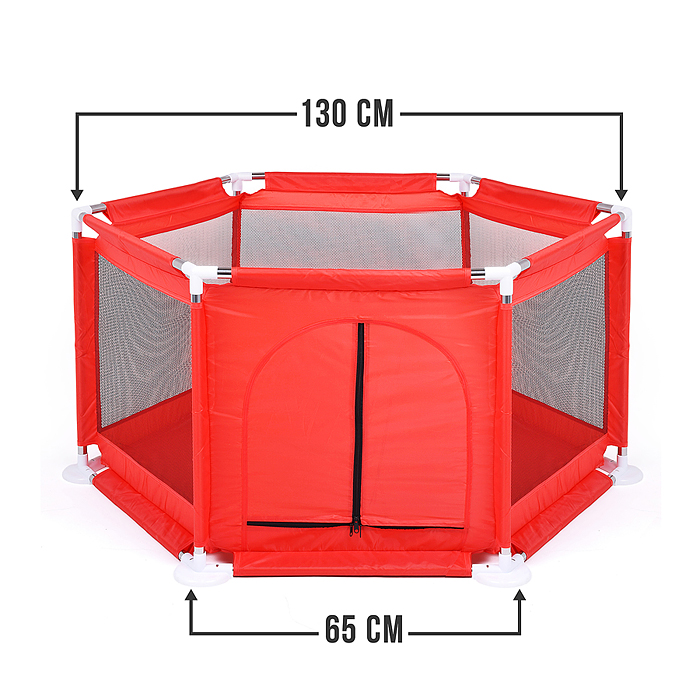 Манеж детский М8-1 шестигранный (113*130*65) цвет красный в пакете