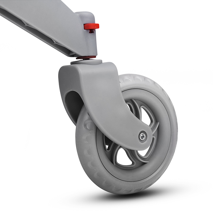 Коляская кукольная 9706 металлическая, с корзиной и козырьком, цвет серо-розовая