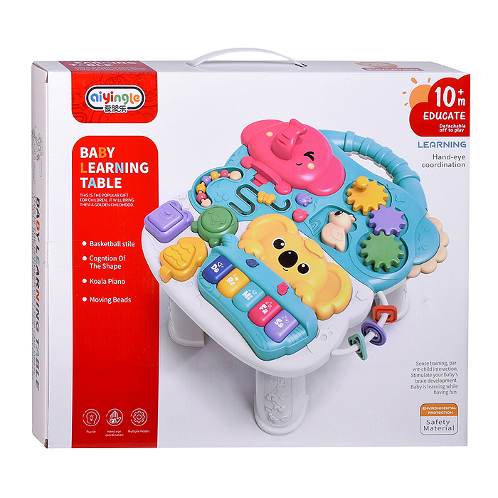 Столик развивающий 668-18 "Коала и слоник" 3 в 1 в коробке