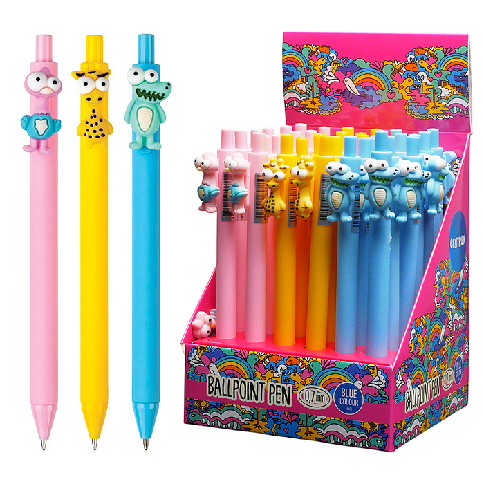 Ручка шариковая автоматическая "Animals" синие чернила 0.7мм 3D в дисплее