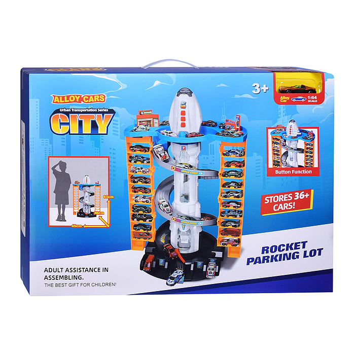 Парковка 69950A "Сити-паркинг" 1 металлическая машина в наборе, (свет, звук) в коробке