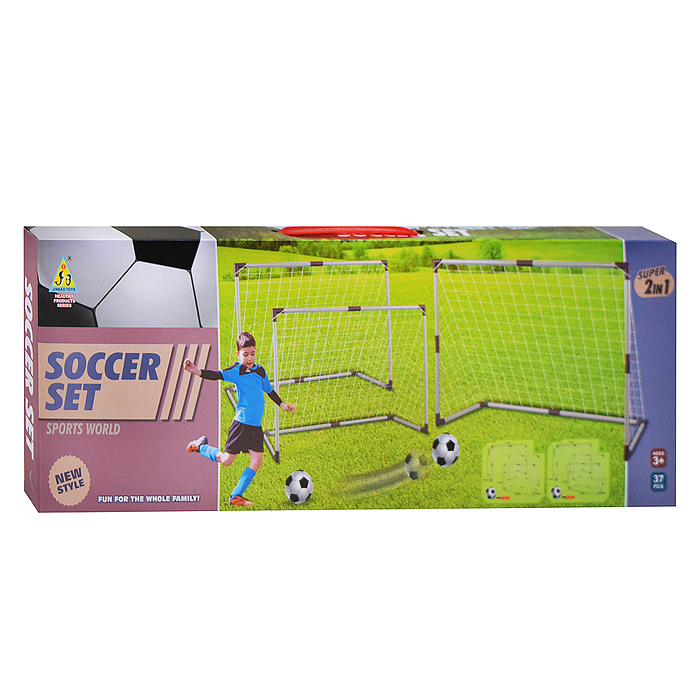 Ворота футбольные JB8888C "Не пропусти мяч" (мяч, насос) в коробке