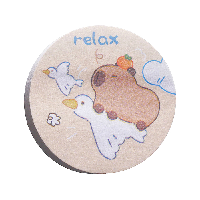 Индексы "Капибары" бумажные, блок для записей с клеевым краем, 50 л., 45х45 мм, 6 дизайнов