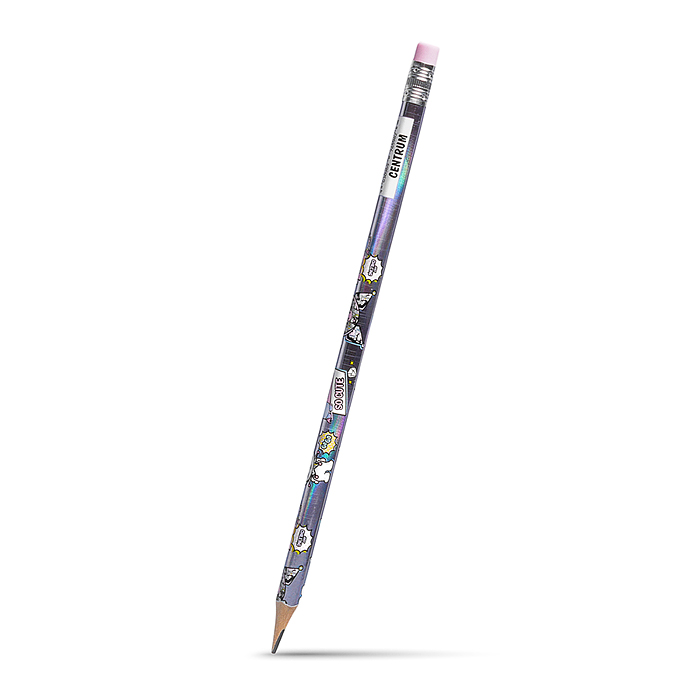 Карандаш чернографитный трехгранный деревянный заточенный с ластиком