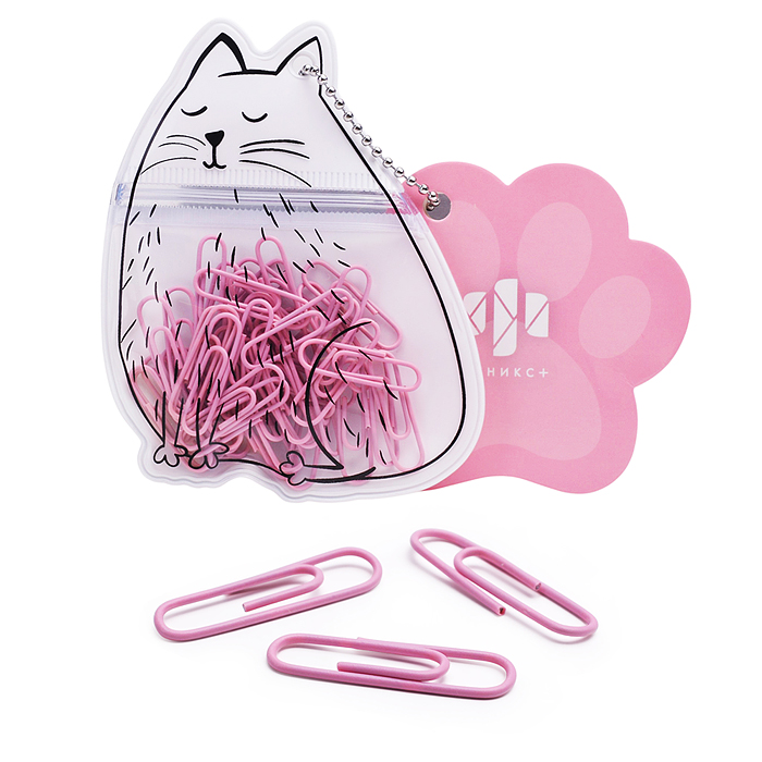 Скрепки канцелярские "Белый котик" (40 шт. в наборе)