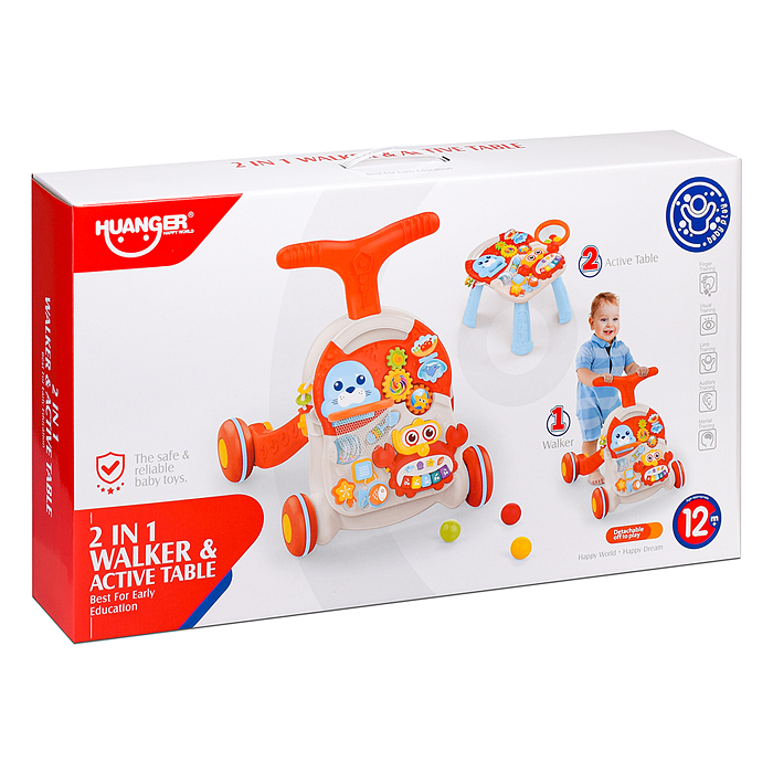 Ходунки HE0829 "Вместе весело" оранжевый, на батарейках, в коробке