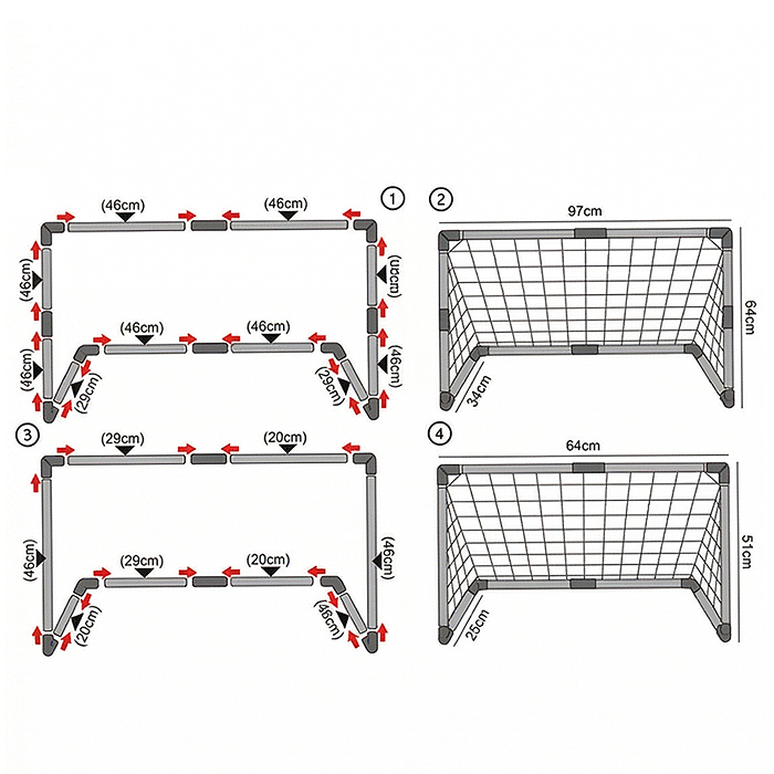 Ворота футбольные JB8888D "Забей гол" (мяч, насос) коробка