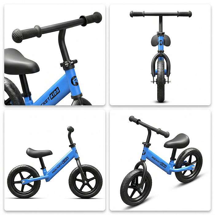 Беговел 12" Rocket R0044NEW-BL, колеса EVA, цвет синий 