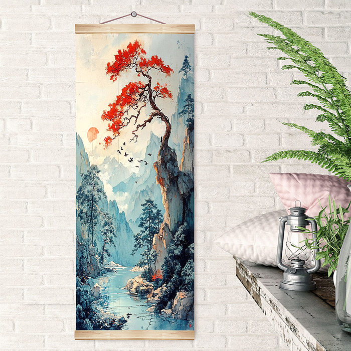 Картина по номерам 35х88 "Японский пейзаж" панно 21 цветов 1/24