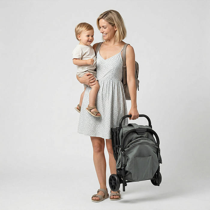 Детская прогулочная коляска-трость Prammy, зеленый