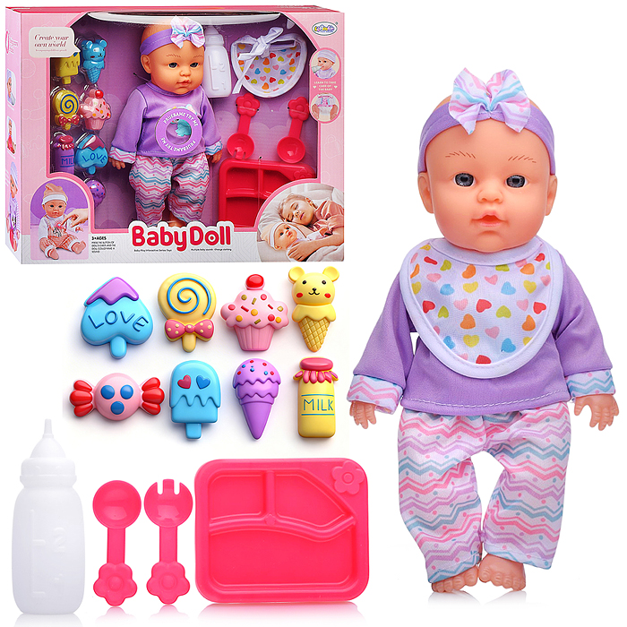 Пупс L-2403T "Катя" (пьет, писает) с аксессуарами, в коробке