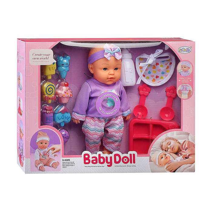 Пупс L-2403T "Катя" (пьет, писает) с аксессуарами, в коробке