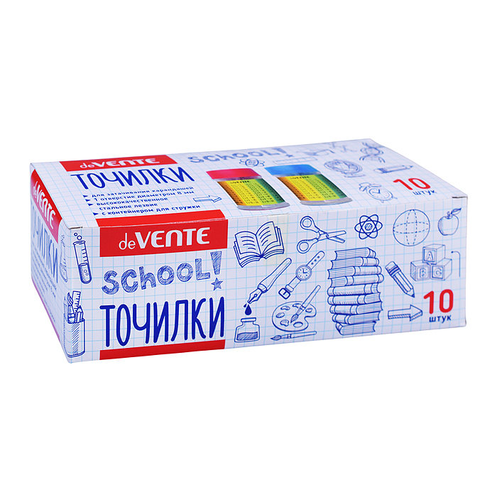 Точилка для карандашей "School. Таблица умножения" 1 отверстие, с контейнером, пластмассова